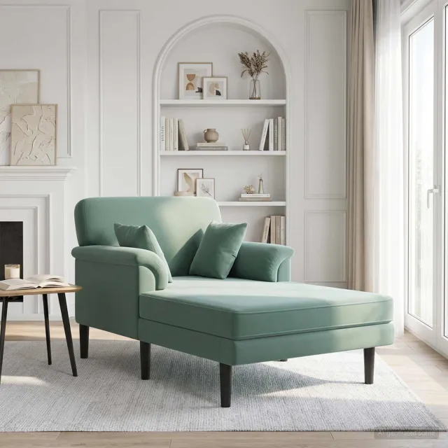 vidaXL Chaise longue Zeegroen fluweel sea foam, foto 2