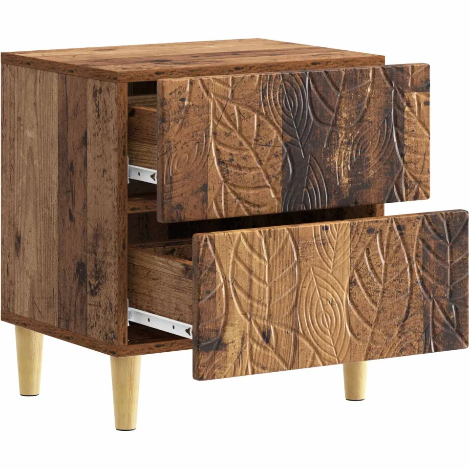 vidaXL Nachtkastje Oud hout 43 x 34,5 x 48 cm Bewerkt hout bruin