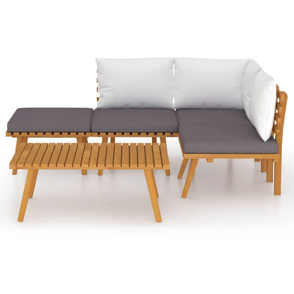 vidaXL 5-delige Loungeset met kussens massief acaciahout bruin