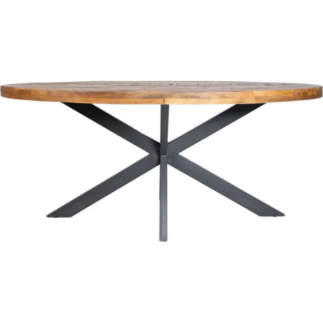 Happyment Eetkamertafel Deluxe - Ovaal - 4 personen - Massief mangohout - Eettafel - 260x120x77cm Bruin