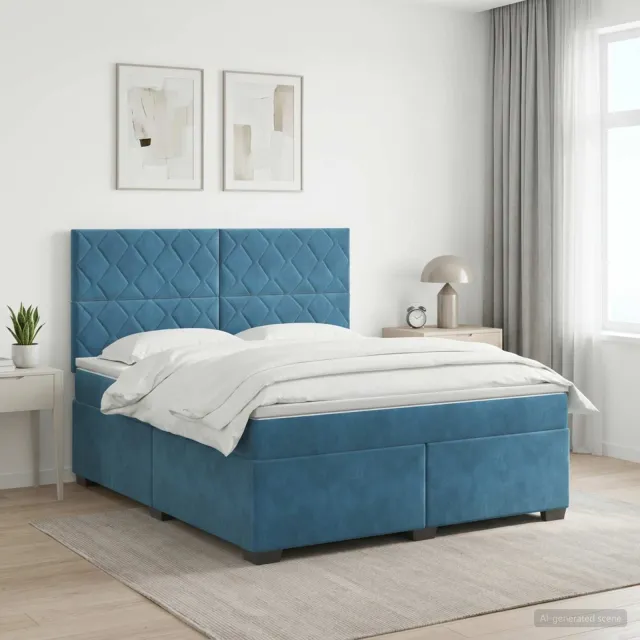 vidaXL Boxspringbed met matras Blauw 140 x 190 cm Fluweel