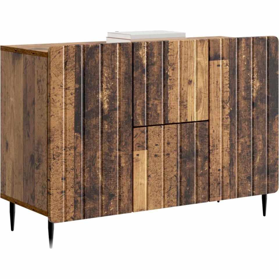 vidaXL Dressoir met lade Oud hout 89 x 34,5 x 62 cm Bewerkt hout Bruin