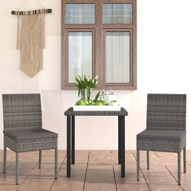 vidaXL 3-delige Tuinset poly rattan grijs, foto 2