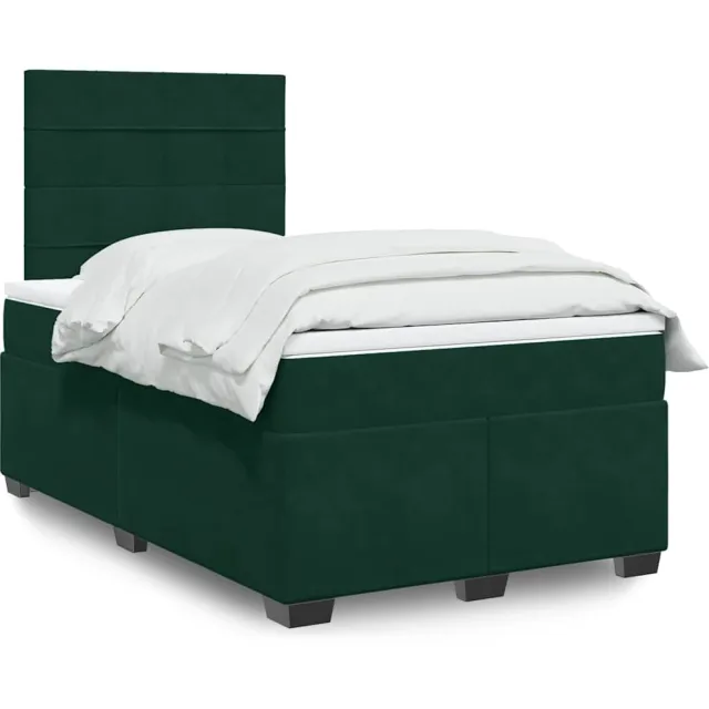 vidaXL Boxspring met matras fluweel donkergroen 120x200 cm groen