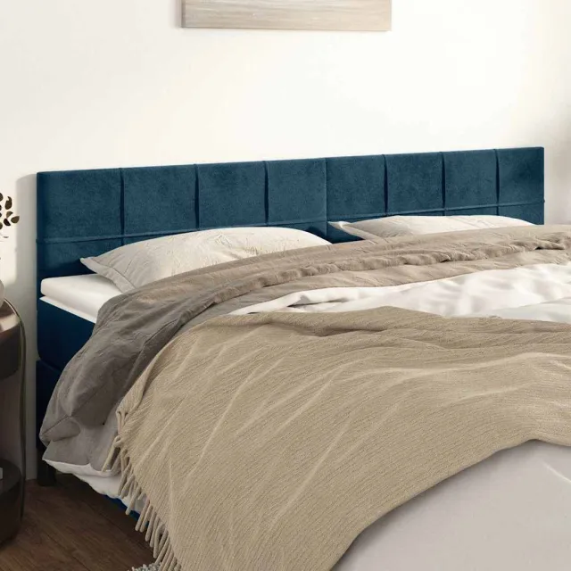 vidaXL Hoofdborden 200x5x78/88 cm fluweel donkerblauw blauw