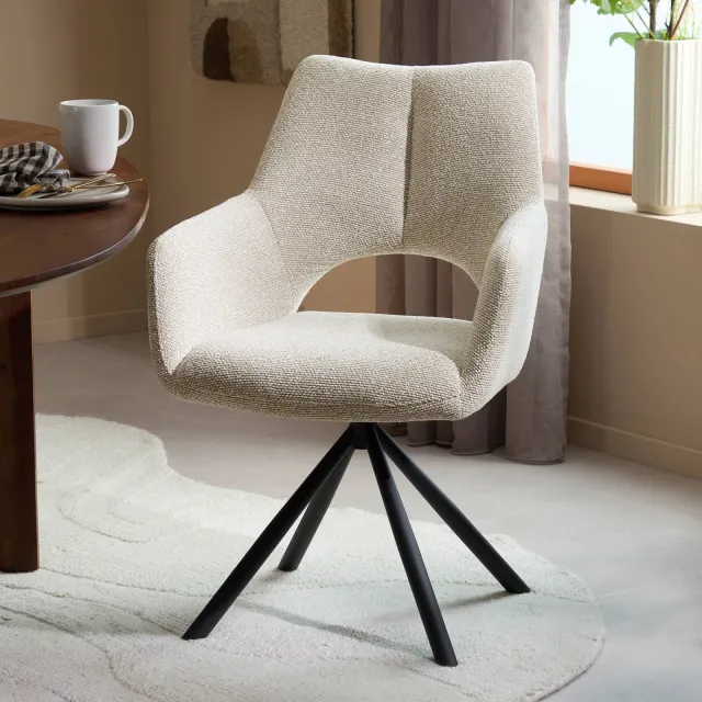 NOUS Living Ava eetkamerstoel beige, foto 2