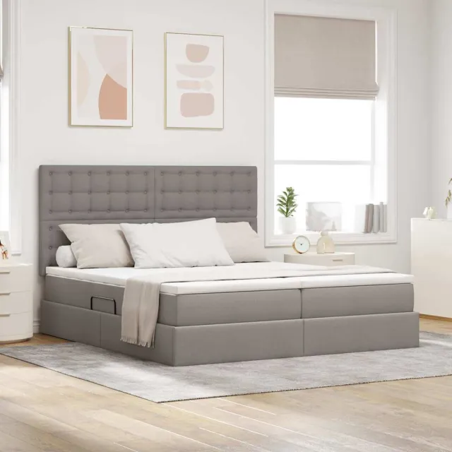 vidaXL Opslag bed met hoofdeinde met opslag Taupe 180 x 200 cm Stof