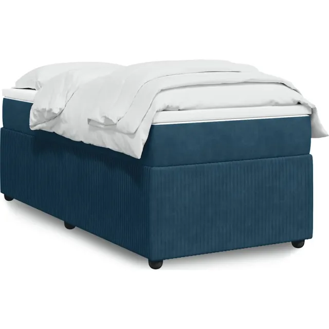 vidaXL Boxspring met matras fluweel donkerblauw 90x190 cm blauw