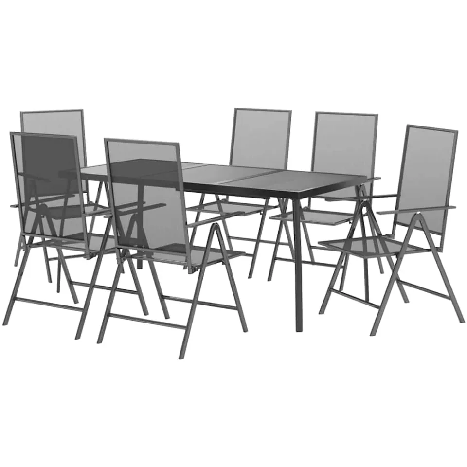 vidaXL 7-delige Tuinset staal antracietkleurig Anthraciet