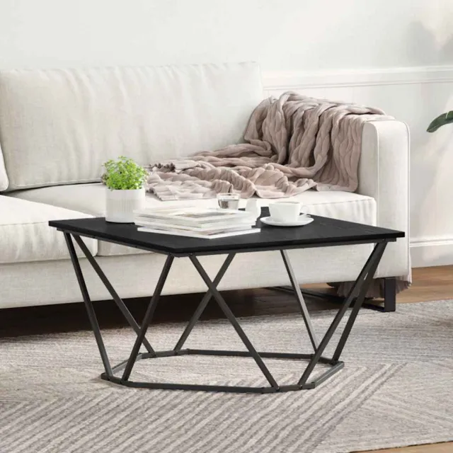 vidaXL Salontafel Zwart Eiken 80 x 80 x 45 cm Engineered hout en staal