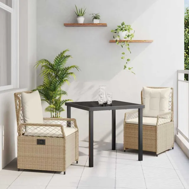vidaXL Tuin eettafelset 3 st Beige en Crème Wit poly rattan