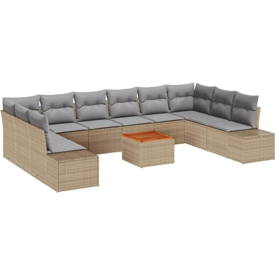 vidaXL Tuinbankenset 11 st Beige poly rattan
