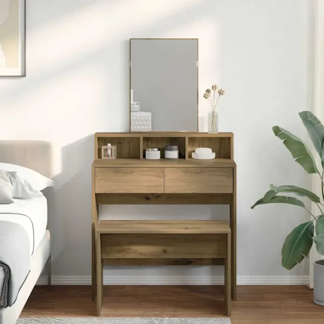 vidaXL Kaptafelkruk 70x35x45 cm bewerkt hout artisanaal eikenkleur, foto 2