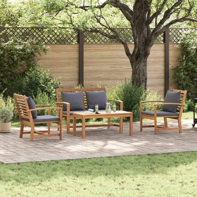 vidaXL Tuinbankenset 4 st Naturel Massief Teakhout Bruin