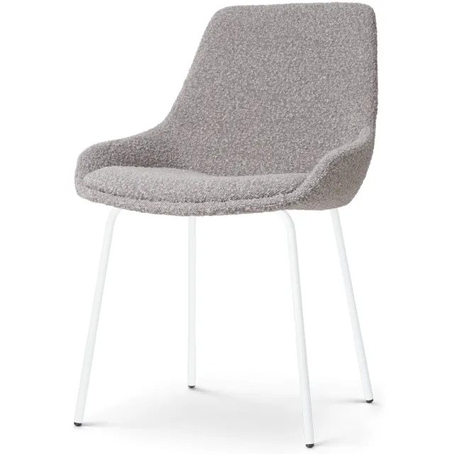 Nolon Nora-Isa eetkamerstoel bouclé taupe - wit onderstel