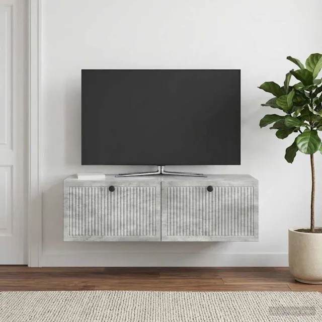 vidaXL Wandbeugel TV-kast Betongrijs 98 x 41 x 30 cm Bewerkt hout