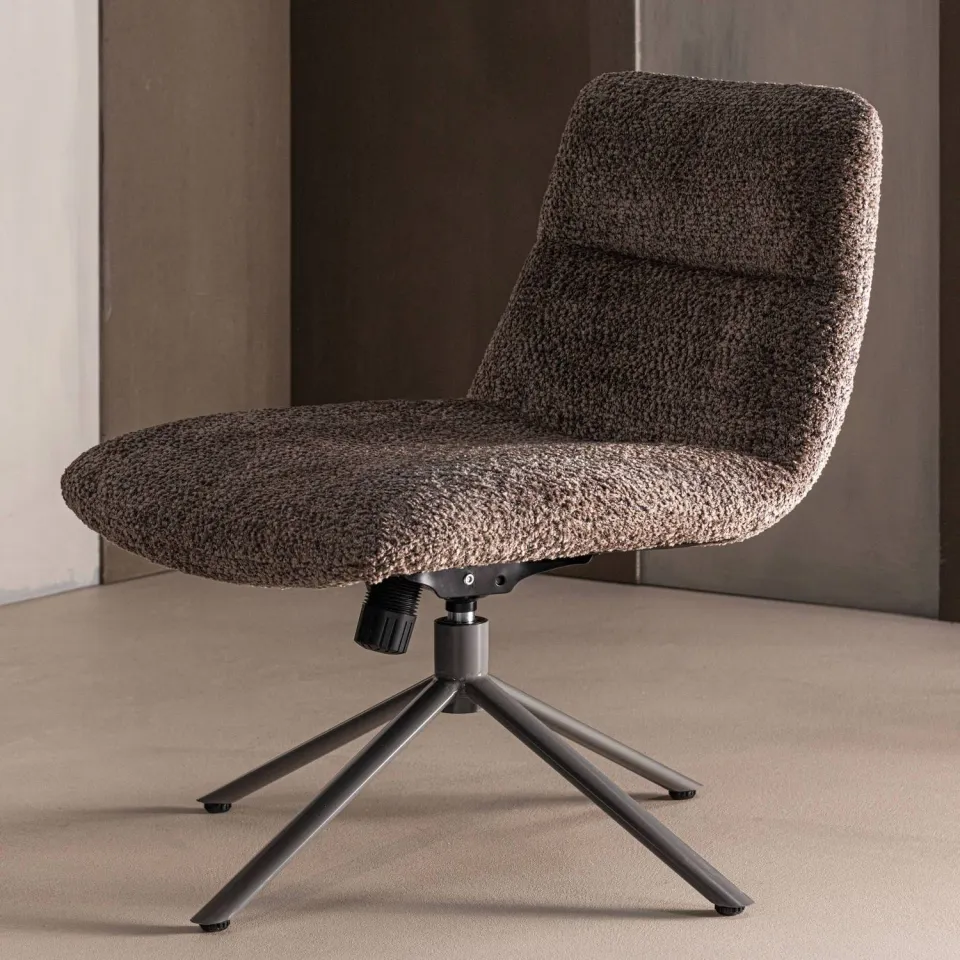 WOOOD Soren Draaifauteuil Verstelbaar - Wollig - Grijs - 82x73x62, foto 2