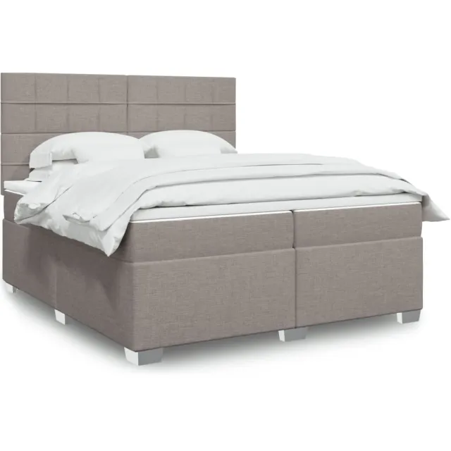 vidaXL Boxspring met matras stof taupe 200x200 cm
