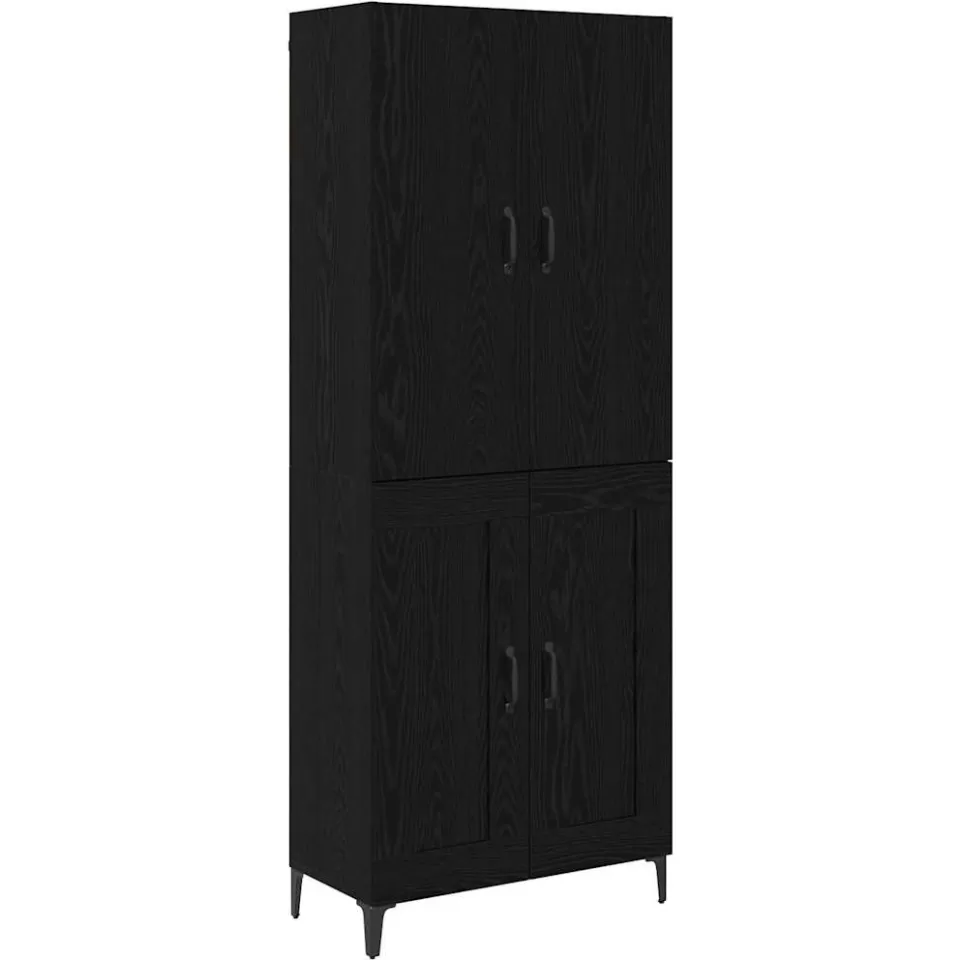 vidaXL Highboard Zwart Eiken 69,5 x 34 x 180 cm Bewerkt hout, foto 3