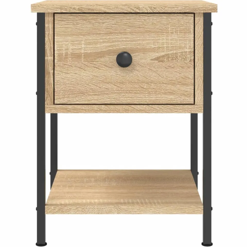 vidaXL Nachtkastje 34x35,5x45 cm bewerkt hout sonoma eikenkleurig, foto 4