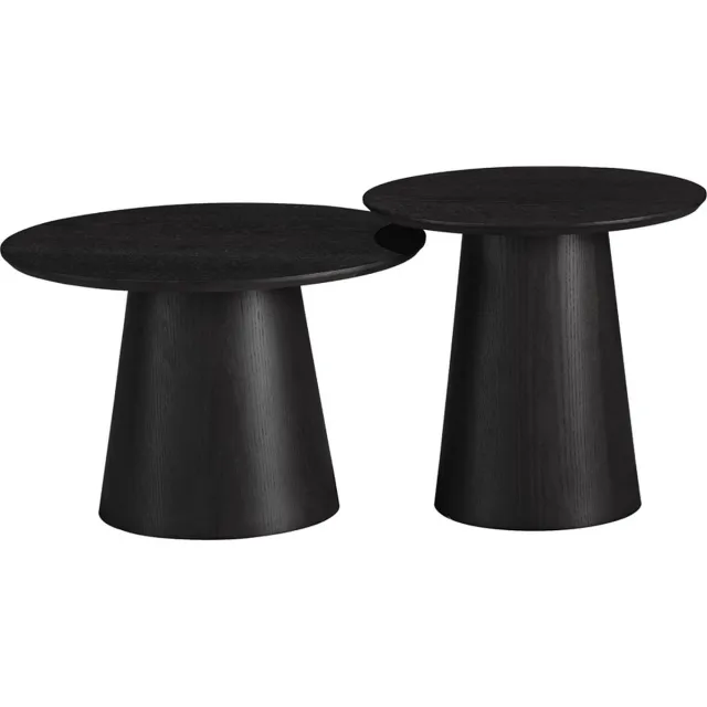 Bronx71 Salontafels Ash set van 2 Ø50 en Ø62 cm zwart eiken - Salontafel rond