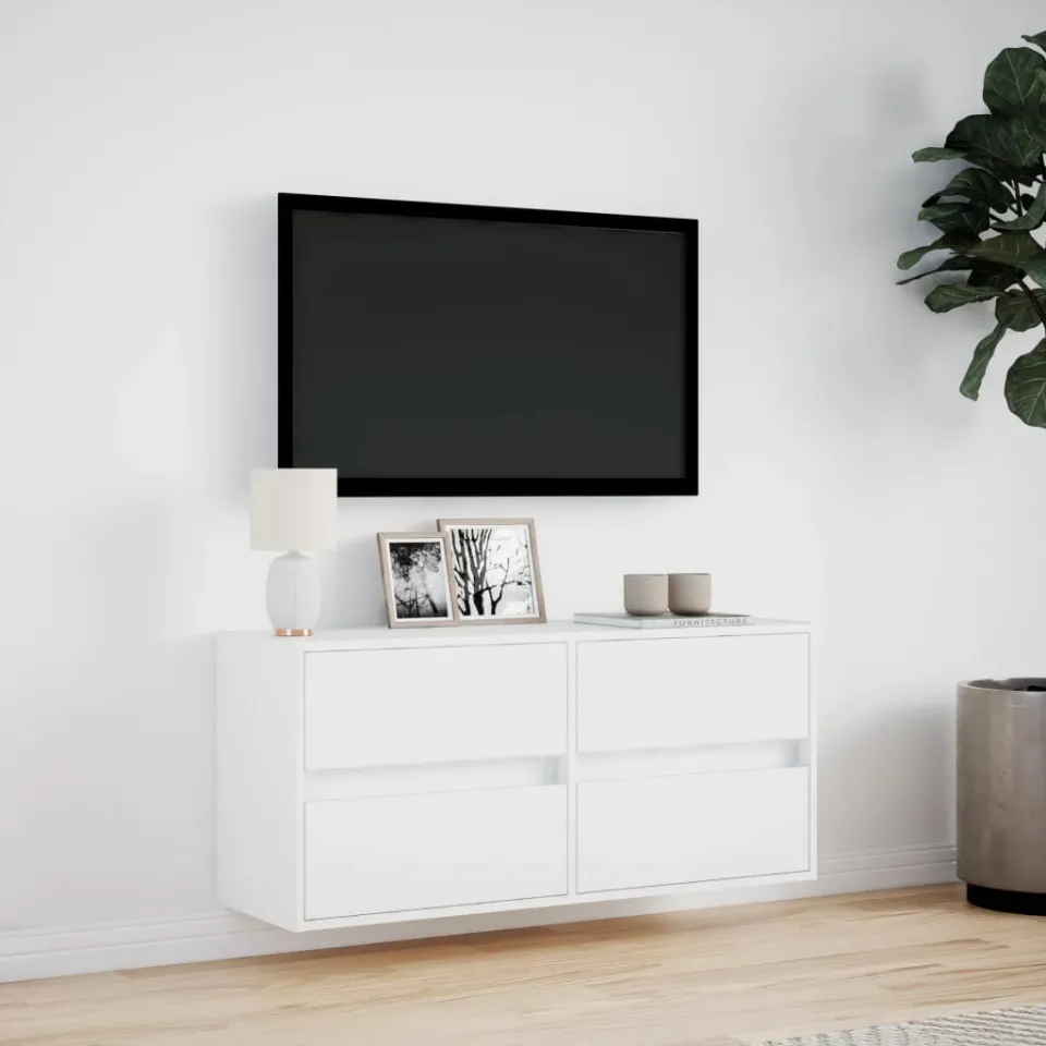 vidaXL Tv-wandmeubel met LED-verlichting 100x31x45 cm wit, foto 2