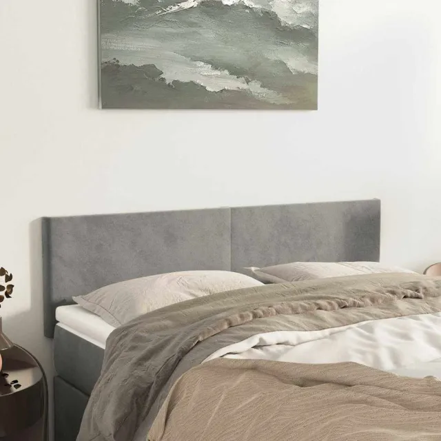 vidaXL Hoofdborden 144x5x78/88 cm fluweel lichtgrijs grijs
