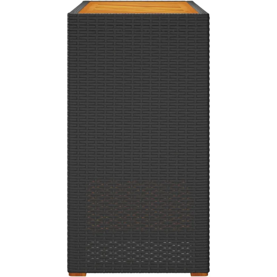 vidaXL Tuinbijzettafel met houten blad 100x40x75 cm poly rattan zwart, foto 4