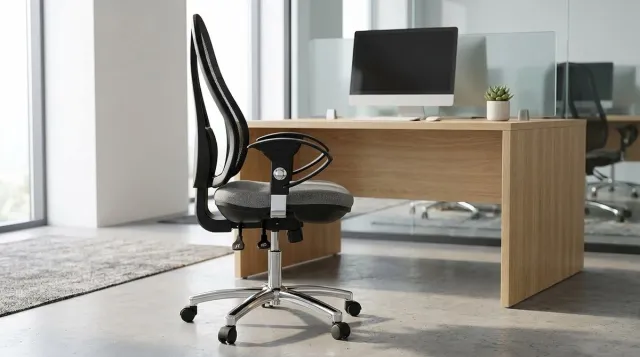 House&Garde Ergonomische bureaustoel met armleuningen – House&Garden Open Point SY Deluxe draaistoel – grijs mesh design, verstelbare zithoogte, synchroonmechanisme, 110 kg draagkracht – comfortabele kantoorstoel voor thuis en kantoor