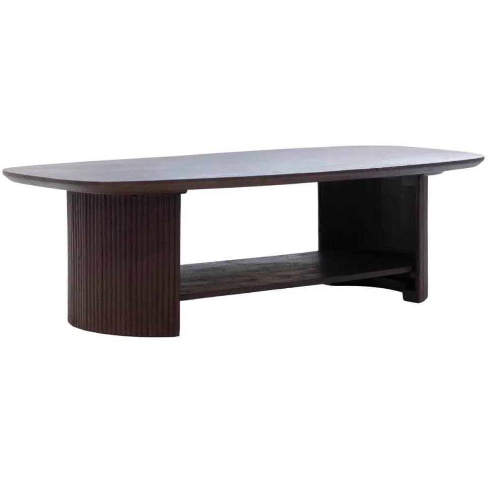 Giga Meubel Salontafel Lorna - Deens Ovaal Donkerbruin Hout - 130x70x38cm, foto 4
