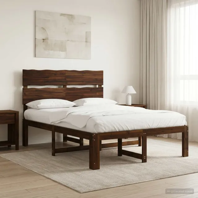 vidaXL Tweepersoonsbed met hoofdeinde ROSTOCK Donkerbruin 150 x 200 cm