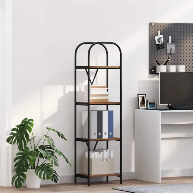 vidaXL Boekenkast 4-laags 40 x 30 x 146 cm Bewerkt hout Oudhout bruin, foto 2