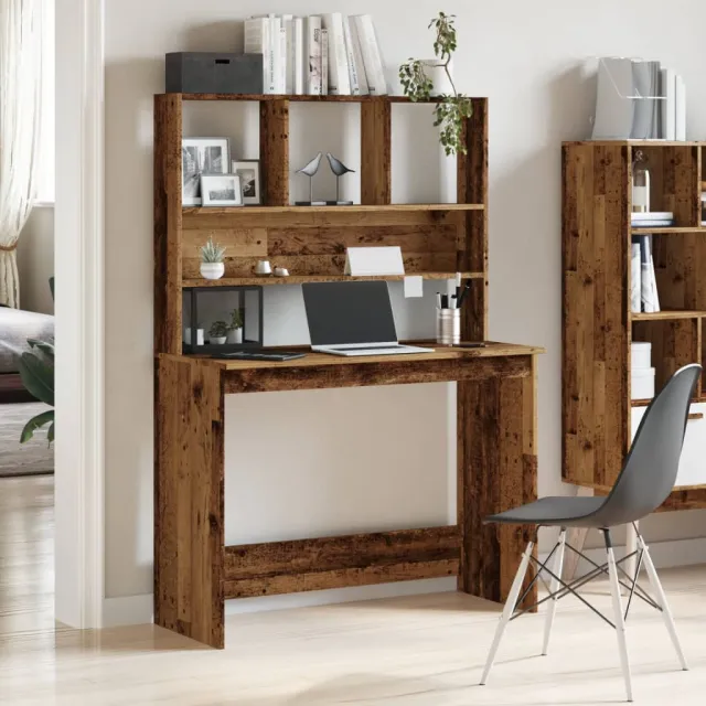 vidaXL Bureau met schappen 102x45x148 cm bewerkt hout oud houtkleurig Bruin