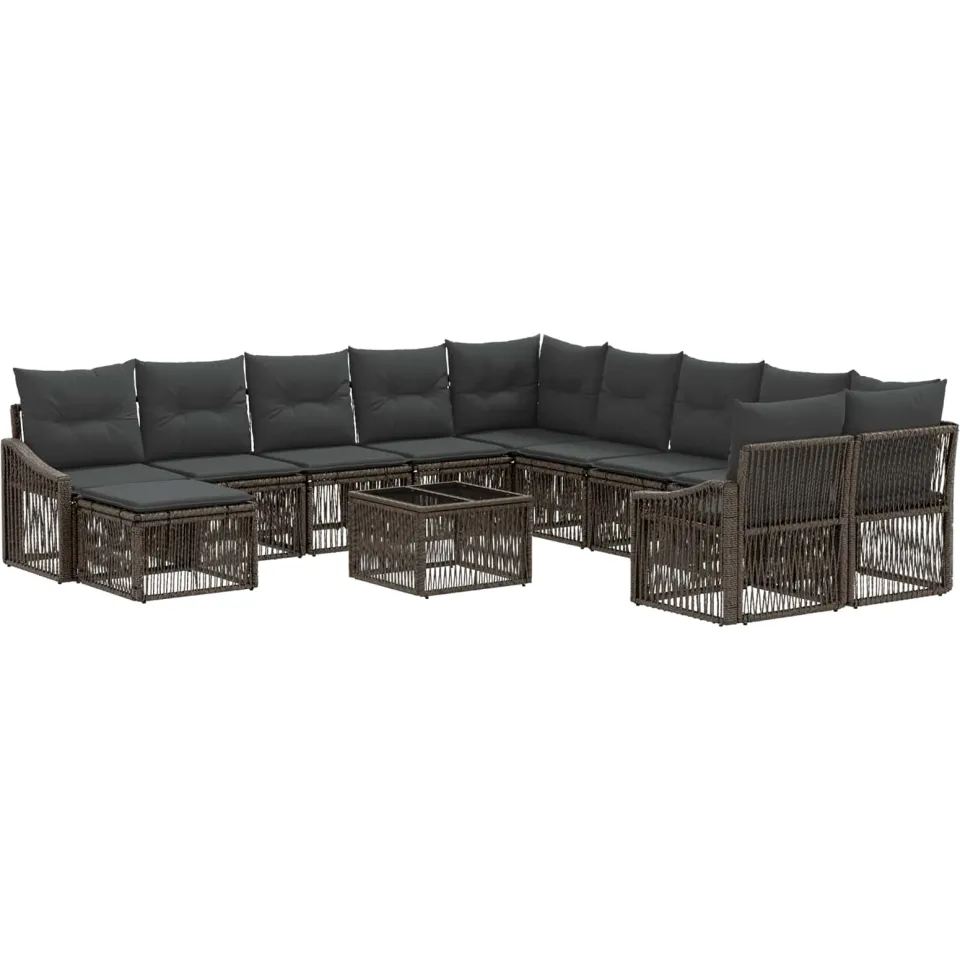 vidaXL Tuinbankenset 12 st Grijs poly rattan, foto 3