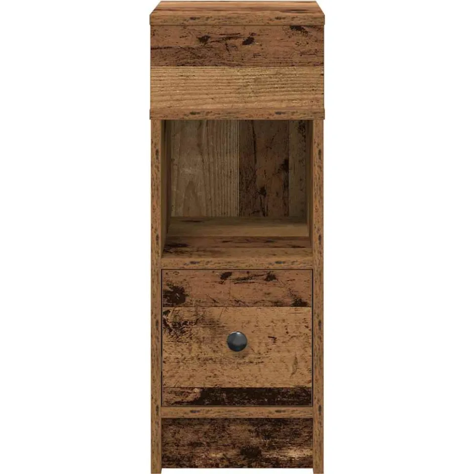 vidaXL Nachtkastjes 2 st met lade 25x31x66 cm oud houtkleurig bruin, foto 4
