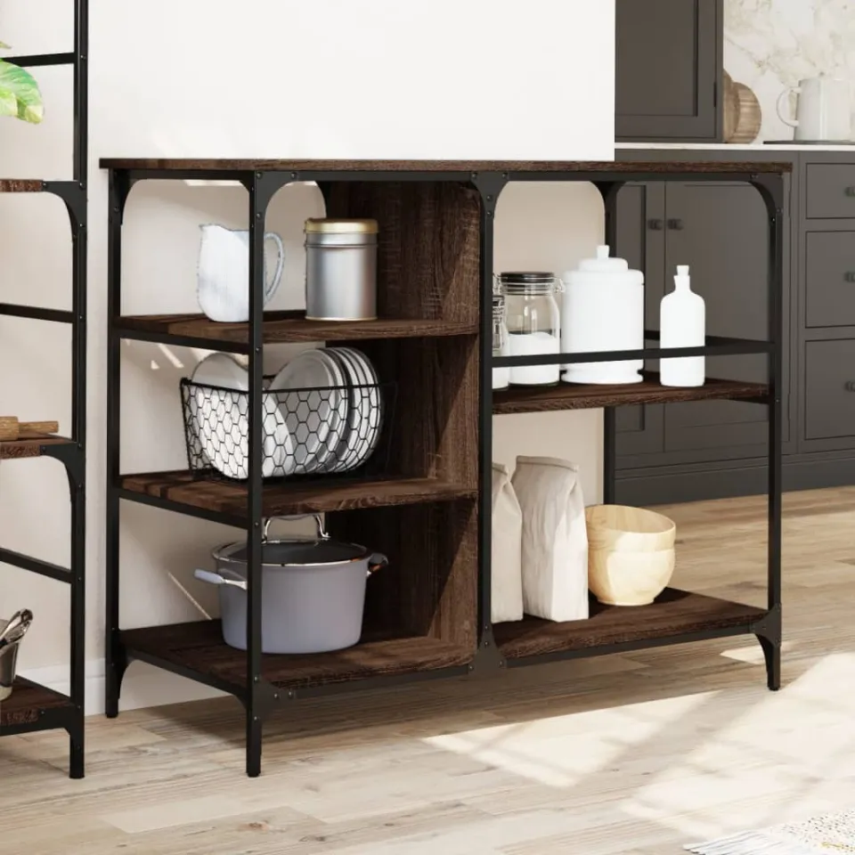 vidaXL Keukentrolley 100x45x89,5 cm bewerkt hout bruin eikenkleurig, foto 3