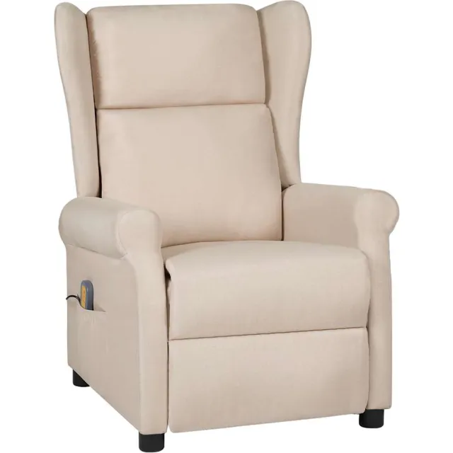 vidaXL Massagestoel stof crèmekleurig