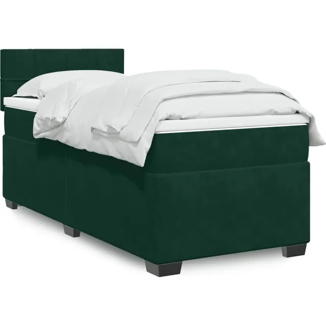 vidaXL Boxspring met matras fluweel donkergroen 100x200 cm groen