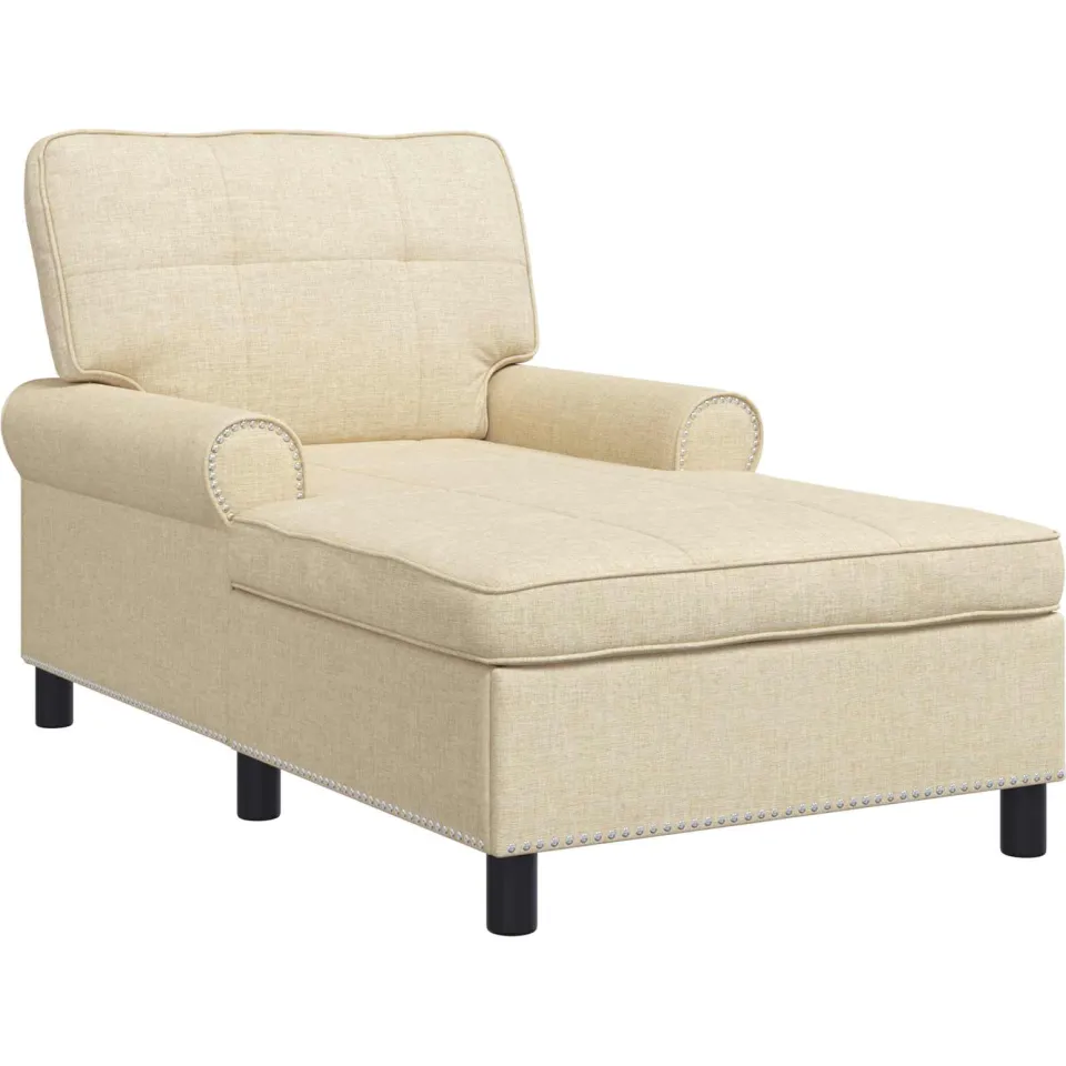 vidaXL Chaise Lounge Crème Stof 91 x 157 x 91 cm, foto 4