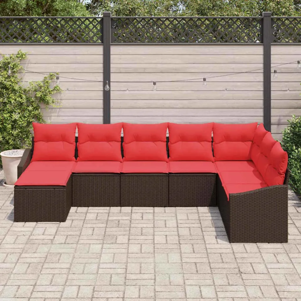 vidaXL Bankstel 8 st Bruin poly rattan, foto 3