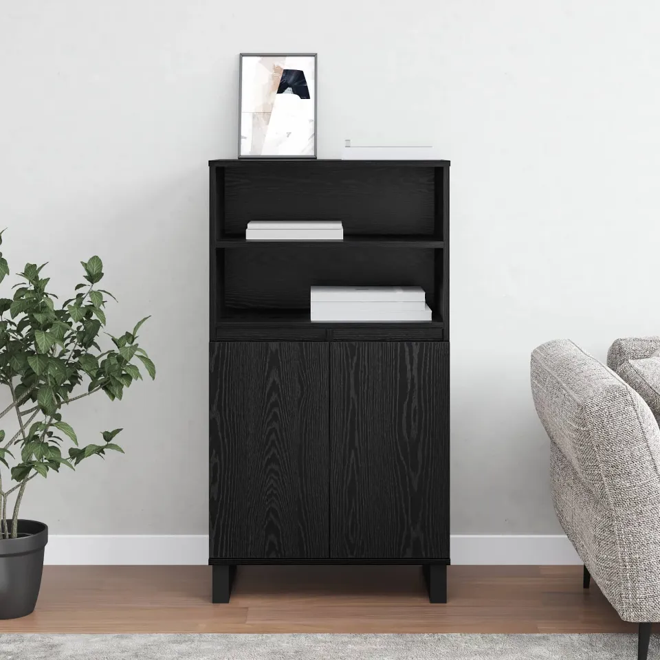 vidaXL Highboard Zwart 60 x 36 x 110 cm Bewerkt hout, foto 4