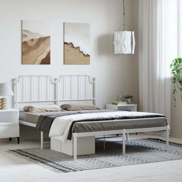 vidaXL Bedframe met hoofdbord metaal wit 150x200 cm