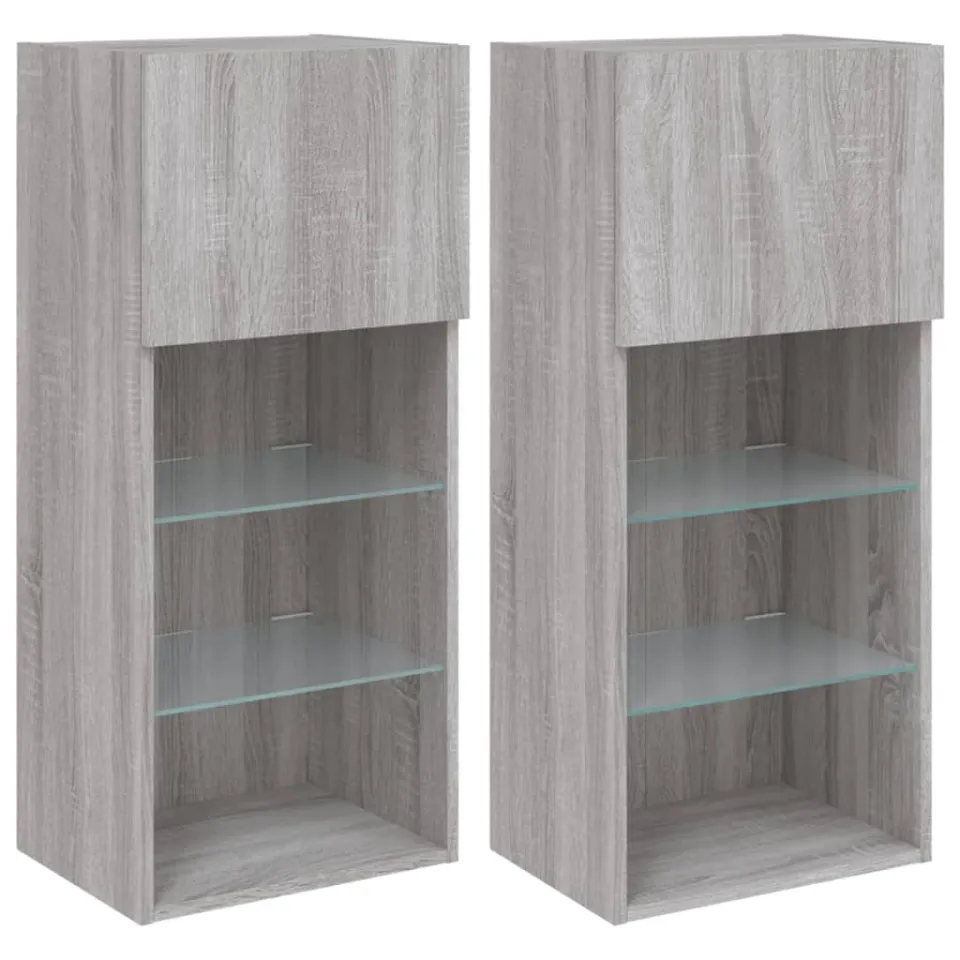 vidaXL Tv-meubels met LED-verlichting 2 st 40,5x30x80 cm grijs sonoma