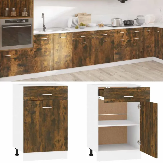 vidaXL Onderkast met lade Lyon 50x46x81,5 cm bewerkt hout gerookt eiken Bruin