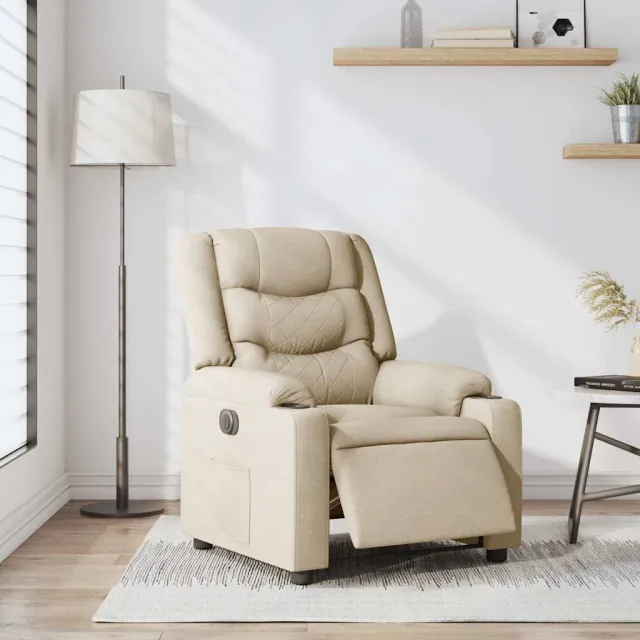 vidaXL Fauteuil verstelbaar elektrisch stof crèmekleurig