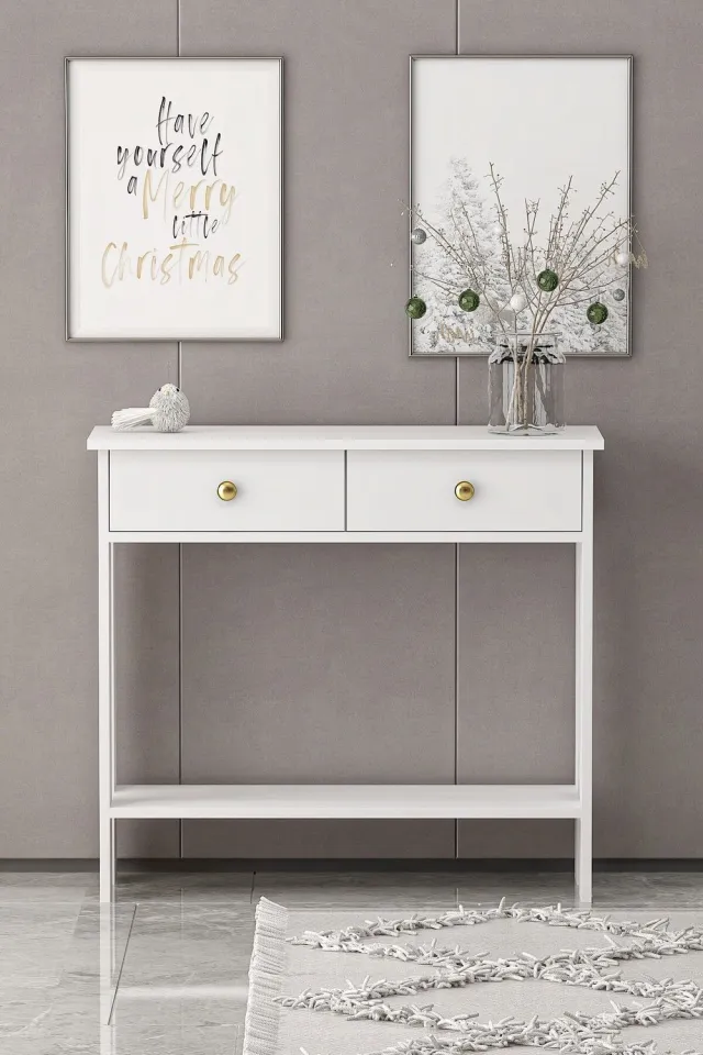 Brandloop LILAC Consoletafel – 90x32x82 cm – 2 Laden – Wit