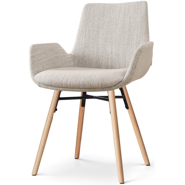 Nolon Nena-Eef eetkamerstoel beige gemêleerd - houten onderstel