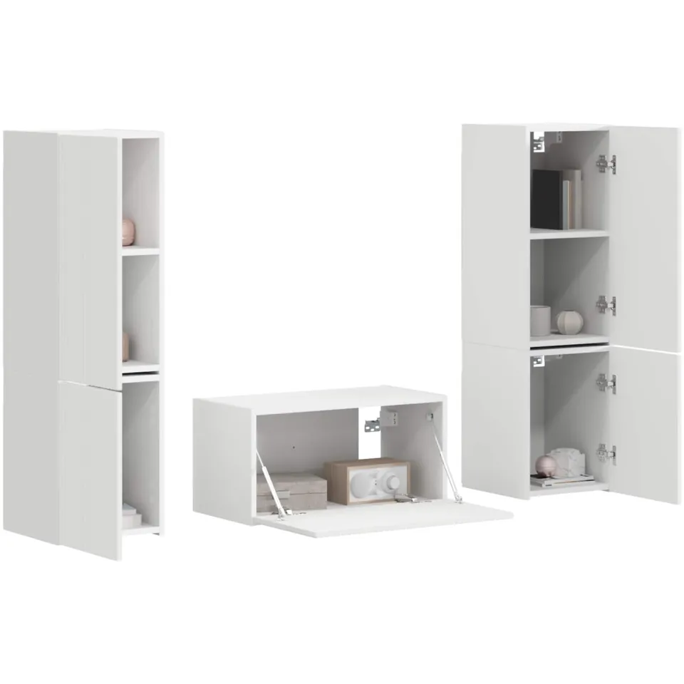 vidaXL Tv-meubelset 5 st Wit Bewerkt hout