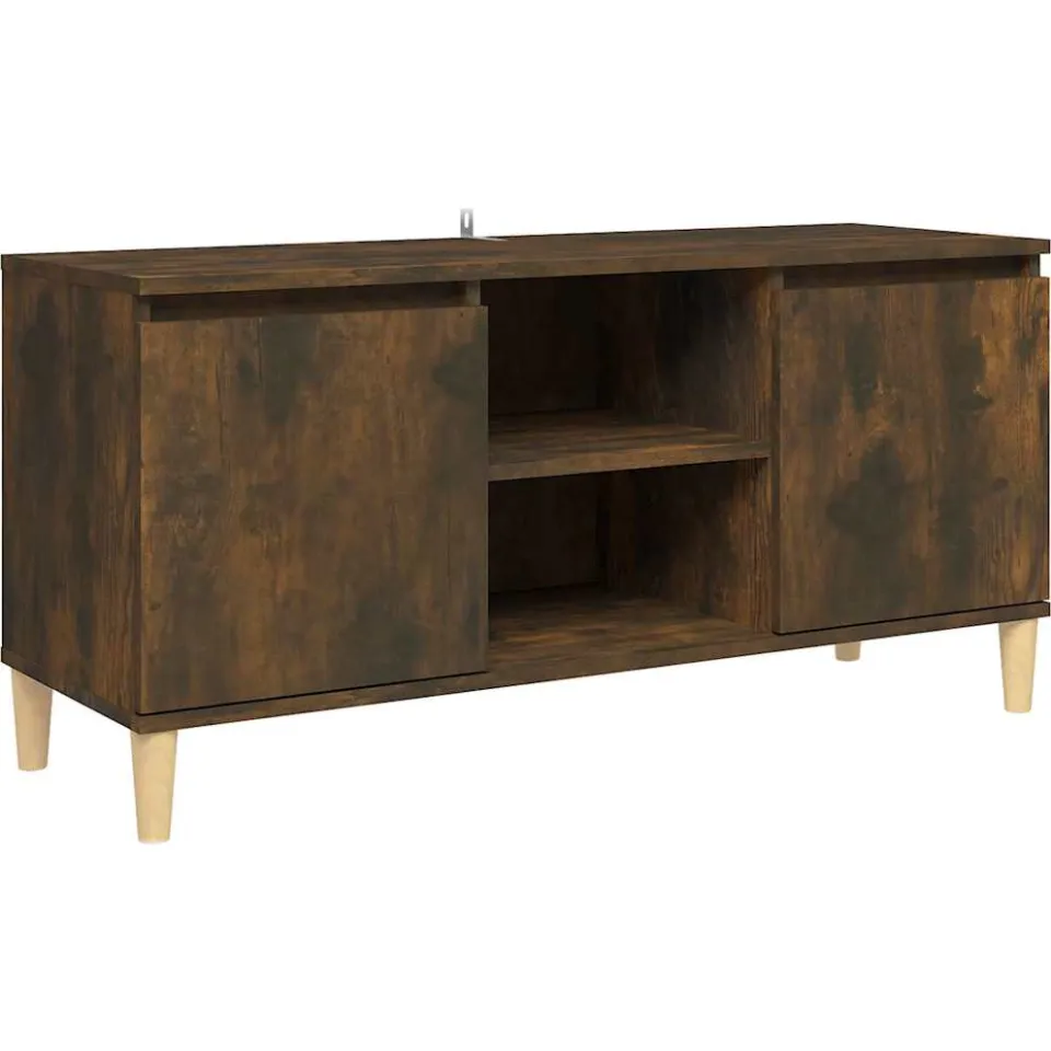 vidaXL Tv-meubel met houten poten 103,5x35x50 cm gerookt eikenkleurig Bruin