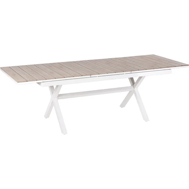 Beliani FANES - Eettafel uitschuifbaar - Wit - 184/244 x 90 - Aluminium Bruin